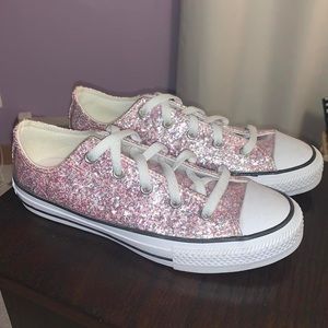 converse all star pink sparkly glitter low top sneakers🎀✨
